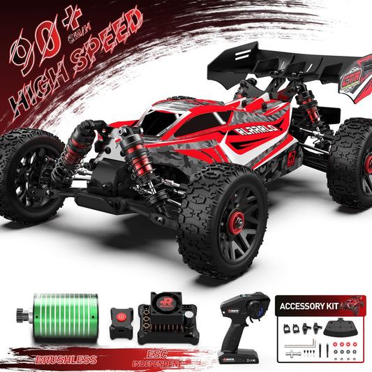 1:14 Brushless Fast RC Cars for Adults with Independent Esc,Top Speed 90+KPH 4X4 Hobby Off-Road RC Truck,Oil Filled Shocks Remote Control Monster Truck for Boys(Red)