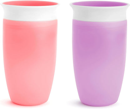 ® Miracle® 360 Toddler Sippy Cup, Spill Proof, 10 Ounce, 2 Pack, Pink/Purple