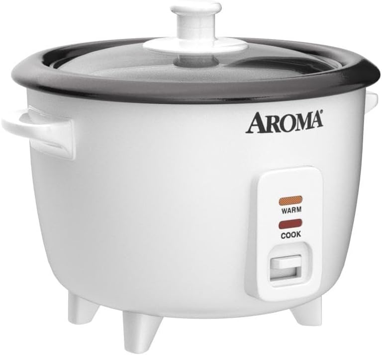 Aroma 6-Cup (Cooked) 1.5 Qt. One Touch Rice Cooker, White (ARC-363NG), 6 Cup Cooked/ 3 Cup Uncook/ 1.5 Qt.