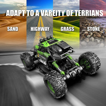 1:12 Large RC Cars for Boys with Upgraded Lifting Function, 2.4Ghz 4WD Remote Control Car Toy Gifts 20Km/H Monster Truck for Kids, All Terrain RC Truck for 60Min Play(Green)