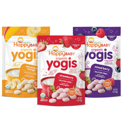 Organics Baby Snacks, Yogis, Freeze Dried Yogurt & Fruit Snacks, Gluten Free Snack for Babies 9+ Months, 3 Flavor Variety Pack, 1 Ounce (Total Pack of 3)