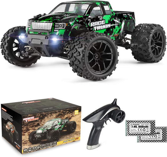 1:18 Scale All Terrain RC Car 18859, 36 KPH High Speed 4WD Electric Vehicle with 2.4 Ghz Remote Control, 4X4 Waterproof Off-Road Truck with Two Rechargeable Batteries