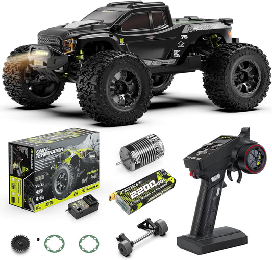 Mini 1:10 RTR Brushless RC Car for Adults - Max 50 Mph All Terrain Hobby Trucks - Electric Off-Road Monster Truck - 4WD Waterproof Truck with Carbon Fiber Chassis - Upgradeable to 4S Lipo