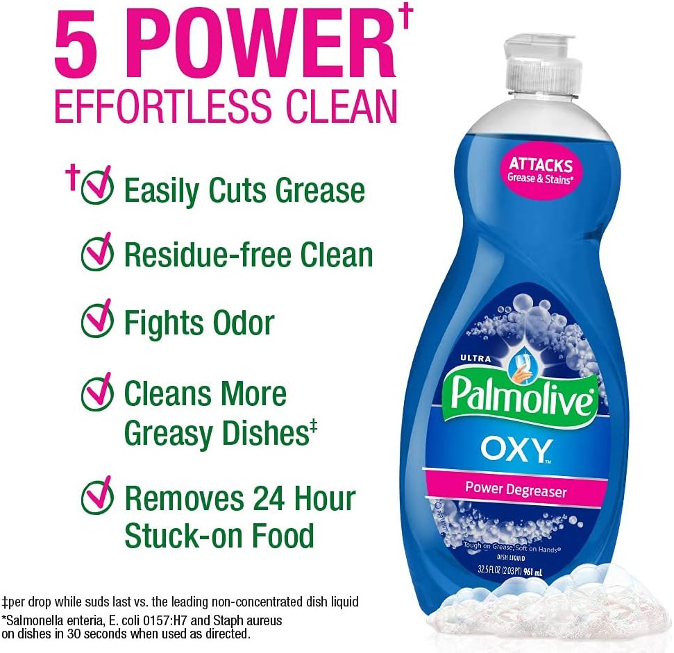 Ultra Dishwashing Liquid Dish Soap, Oxy Power Degreaser - 32.5 Fl Oz (Pack of 4)