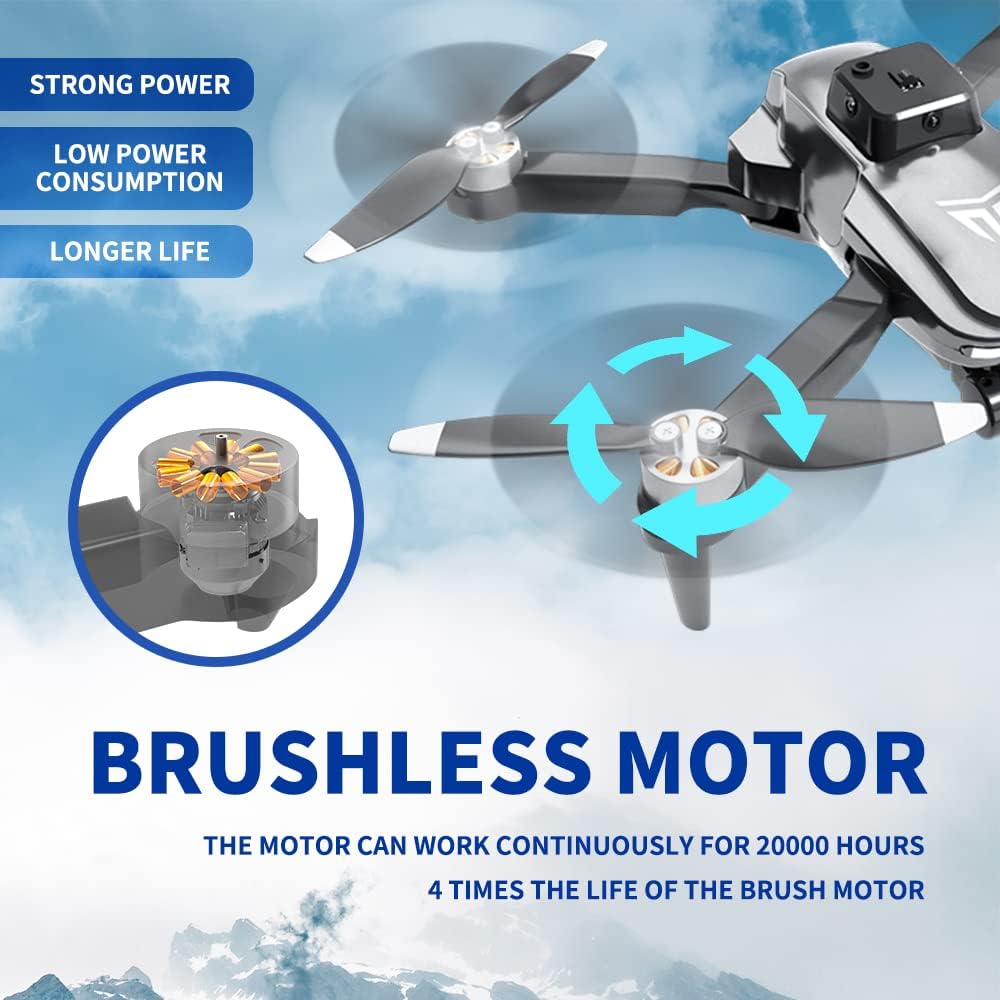 Brushless Motor Drone with Camera-4K FPV Foldable Drone with Carrying Case,40 Mins of Battery Life,Two 1600MAH,120° Adjustable Lens,One Key Take Off/Land,Altitude Hold,Christmas Gifts,360° Flip