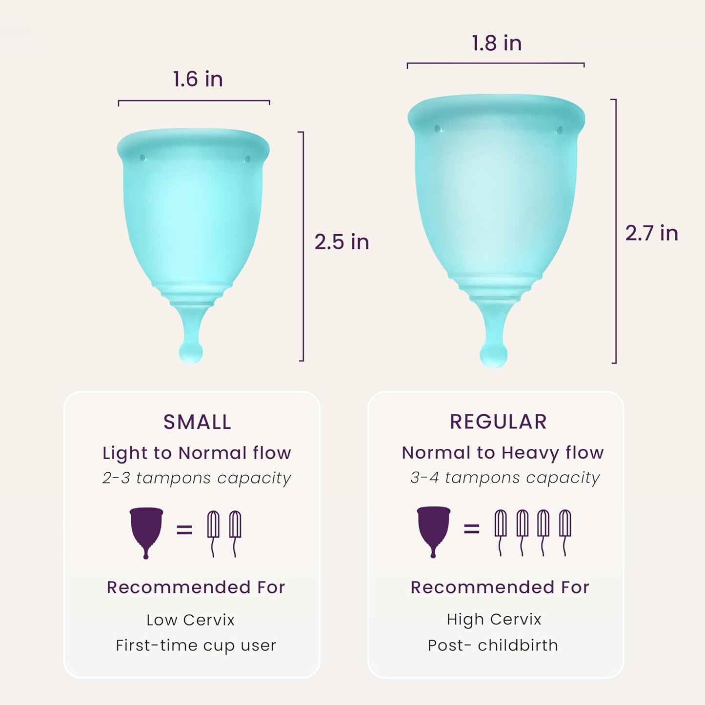 Reusable Menstrual Cup Set - the Most Reliable Medical Grade Silicone Period Cups - Comfortably Use for 12 Hours (Small & Large)