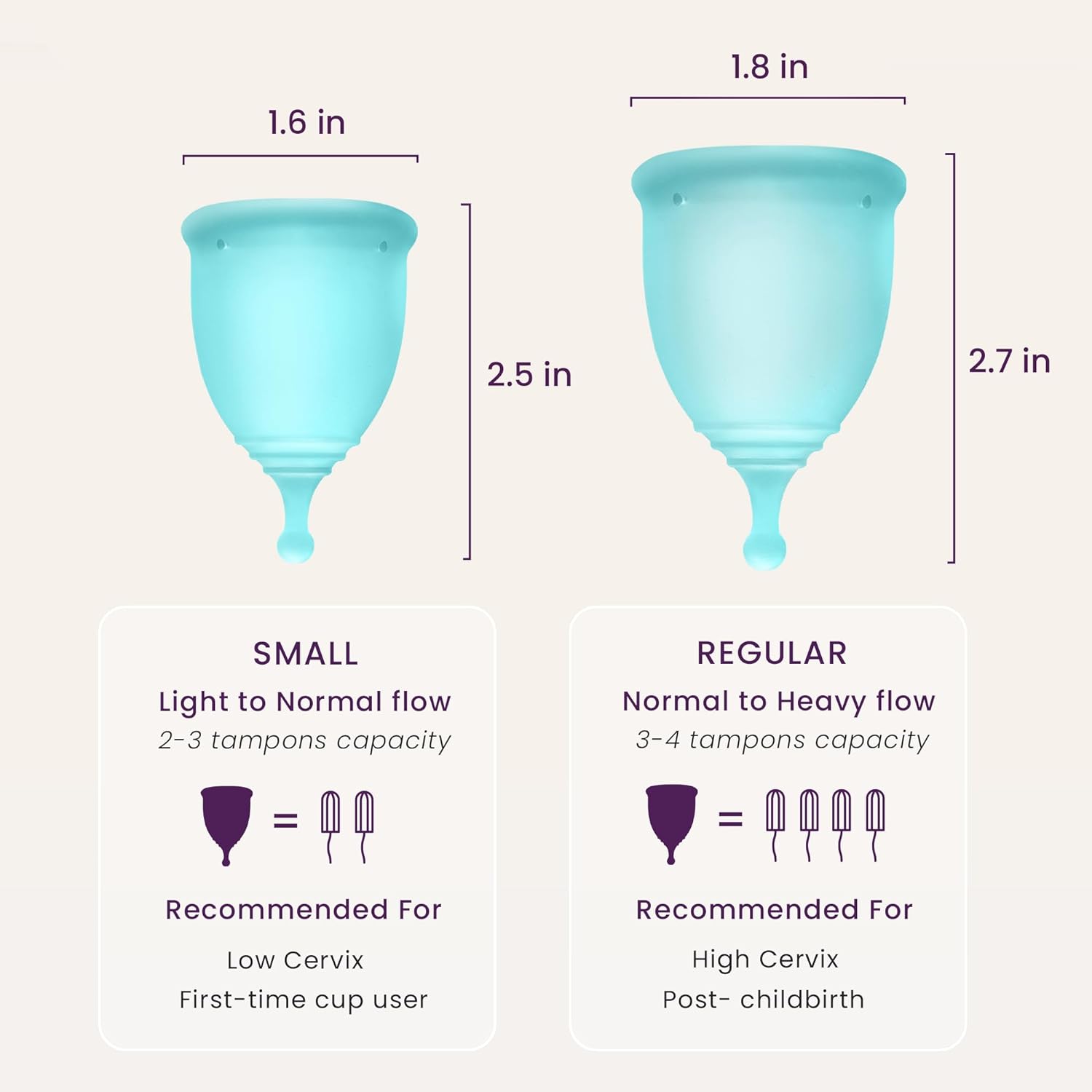 Reusable Menstrual Cup Set - the Most Reliable Medical Grade Silicone Period Cups - Comfortably Use for 12 Hours (Small & Large)