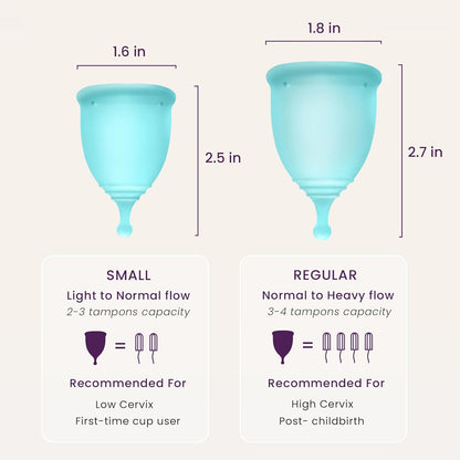 Reusable Menstrual Cup Set - the Most Reliable Medical Grade Silicone Period Cups - Comfortably Use for 12 Hours (Small & Large)