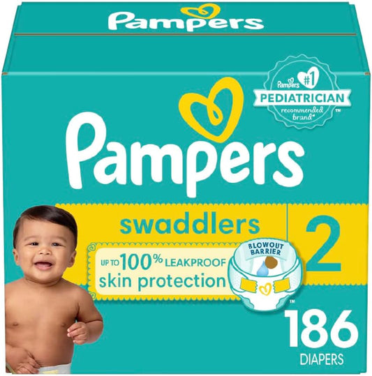 Swaddlers Diapers - Size 2, One Month Supply (186 Count), Ultra Soft Disposable Baby Diapers