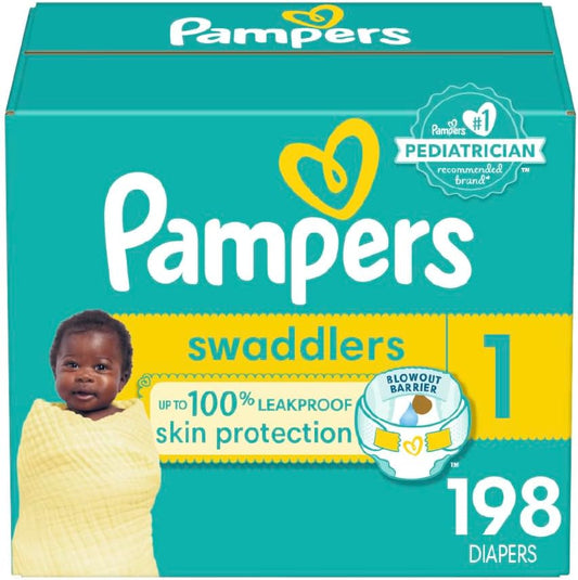 Swaddlers Diapers - Size 1, One Month Supply (198 Count), Ultra Soft Disposable Baby Diapers