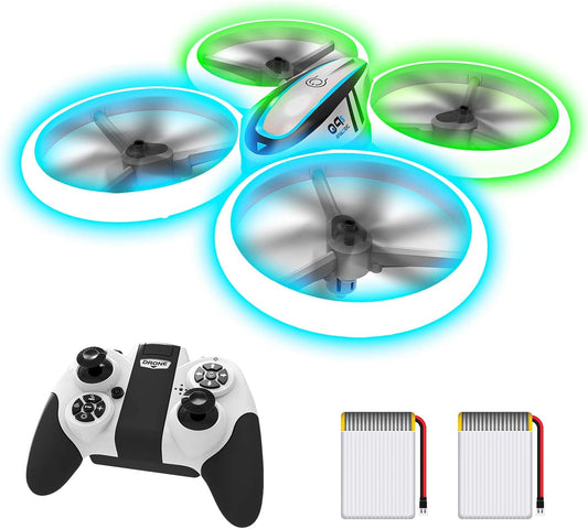 Q9S Drones for Kids,Rc Drone with Altitude Hold and Headless Mode,Quadcopter with Blue&Green Light,Propeller Full Protect,2 Batteries and Remote Control,Easy to Fly Kids Gifts Toys for Boys and Girls