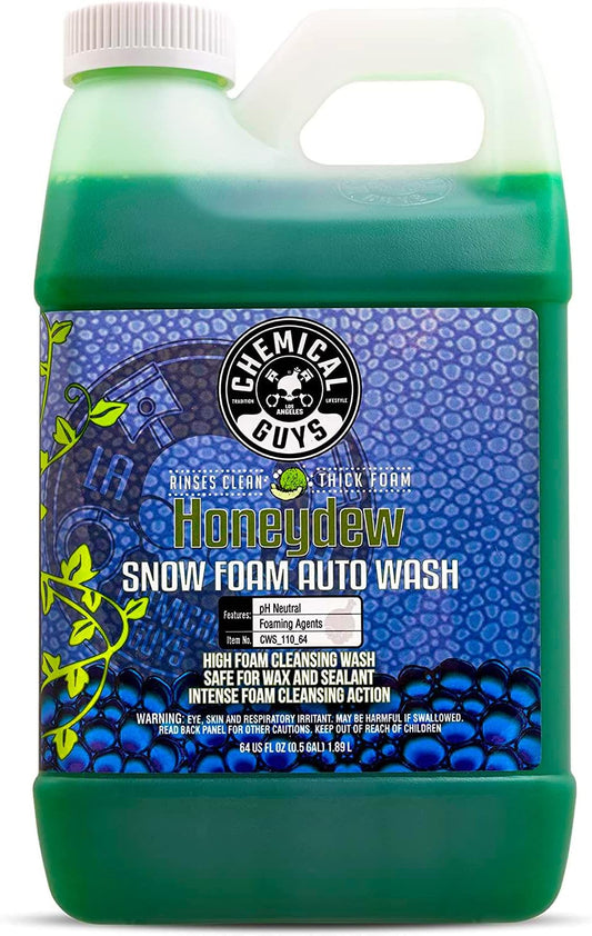 CWS 110 64 Honeydew Snow Foam Car Wash Soap (Works with Cannons, Foam Guns or Bucket Washes) Safe for Trucks, Motorcycles, Rvs & More, 64 Fl Oz (Half Gallon), Honeydew Scent