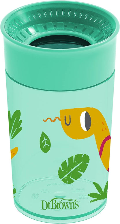 Milestones Cheers 360 Cup Spoutless Transition Cup, Travel Friendly & Leak-Free Sippy Cup, Blue Alligator – Turquoise Snake, 10 Oz/300 Ml, 2 Pack