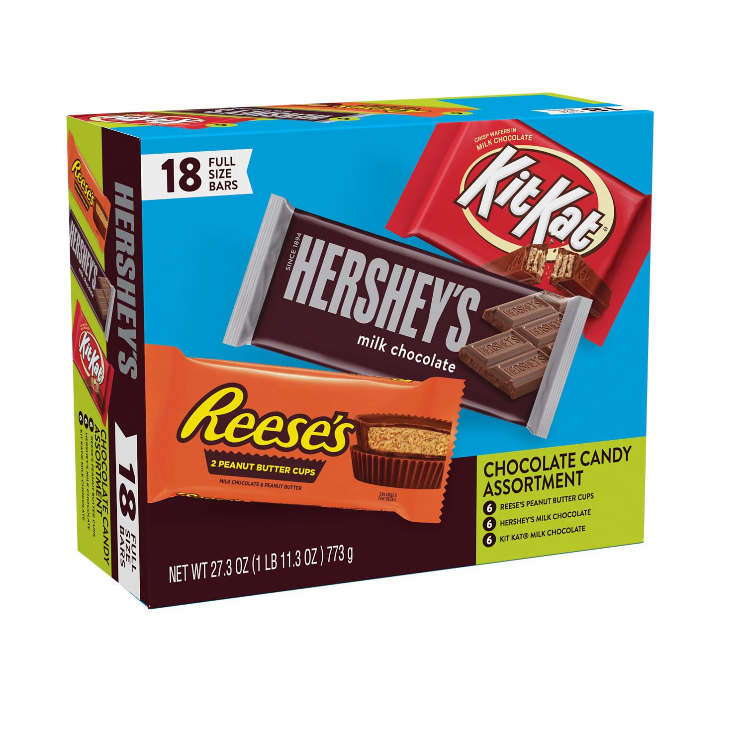 , KIT KAT and REESE'S Assorted Milk Chocolate Candy Variety Box, 27.3 Oz (18 Count)