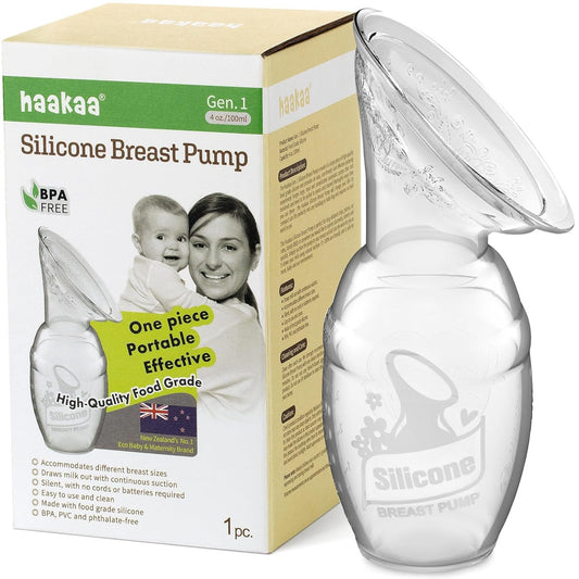 Manual Breast Pump for Breastfeeding, Silicone, Clear 4Oz/100Ml