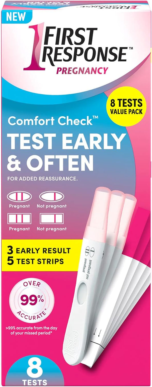 Comfort Check Pregnancy Test, 8 Count, Pink & White