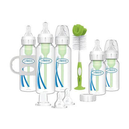 Natural Flow® Anti-Colic Options+™ Narrow Bottle to Sippy Gift Set with Soft Silicone Sippy Spout, Removable Silicone Handles, Travel Cap and Bottle Brush