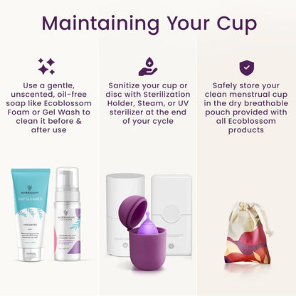 Reusable Menstrual Cup Set - the Most Reliable Medical Grade Silicone Period Cups - Comfortably Use for 12 Hours (Small & Large)