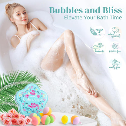 Bath Bombs Gift Set for Women, Mothers Day Gifts for Mom, 10 Fizzy Shower Bombs with 5 Aromatic Scents, Rich Bubbles & Diverse Colors, Ideal for Relaxing Spa Experiences at Home