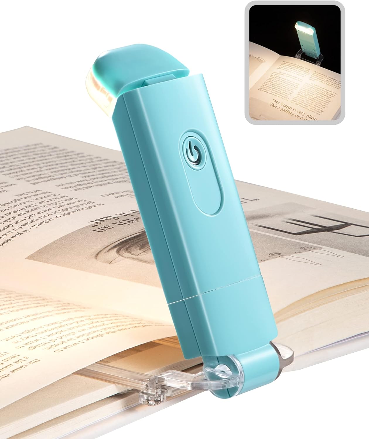 USB Rechargeable Book Light for Reading in Bed, LED Book Reading Lights with Clip, Perfect for Bookworms, Kids, Warm White, Brightness Adjustable (Blue)