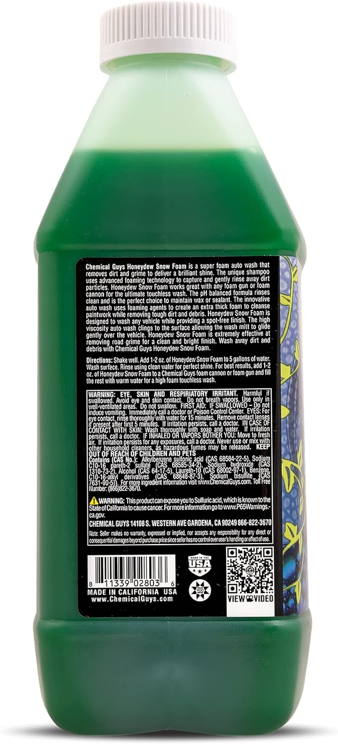 CWS 110 64 Honeydew Snow Foam Car Wash Soap (Works with Cannons, Foam Guns or Bucket Washes) Safe for Trucks, Motorcycles, Rvs & More, 64 Fl Oz (Half Gallon), Honeydew Scent