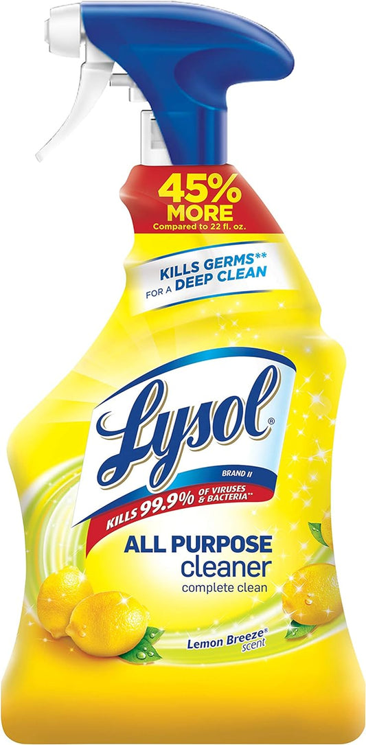 All-Purpose Cleaner, Sanitizing and Disinfecting Spray, to Clean and Deodorize, Lemon Breeze Scent, 32Oz