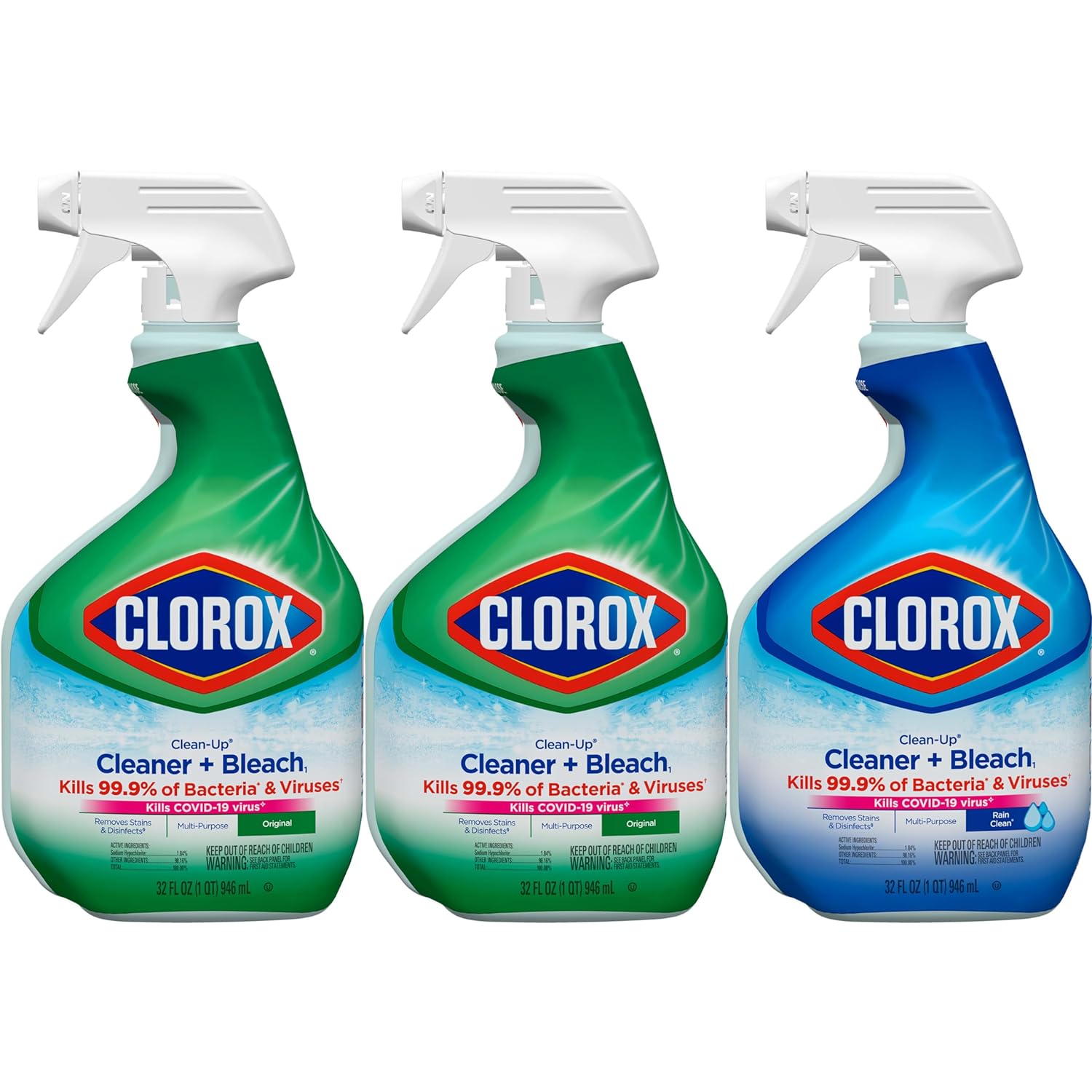 Clean-Up Cleaner + Bleach1 Value Pack, Household Essentials, 32 Fl Oz Each, Pack of 3