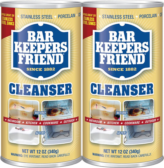 Powder Cleanser (2 X 12 Oz) Multipurpose Cleaner, Stain & Rust Remover for Bathroom, Kitchen & Outdoor Use on Stainless Steel, Aluminum, Brass, Tile, Ceramic, Porcelain & More