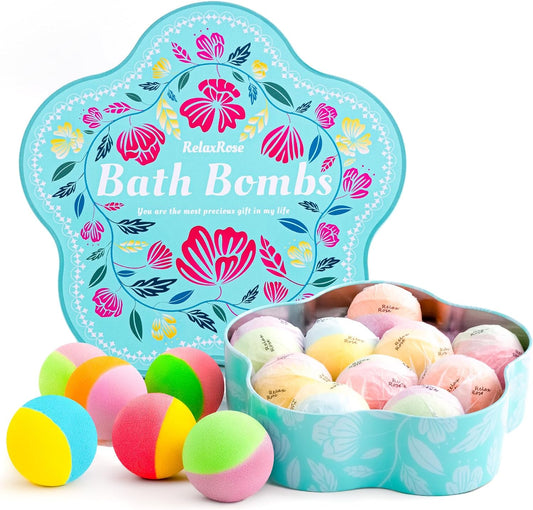 Bath Bombs Gift Set for Women, Mothers Day Gifts for Mom, 10 Fizzy Shower Bombs with 5 Aromatic Scents, Rich Bubbles & Diverse Colors, Ideal for Relaxing Spa Experiences at Home