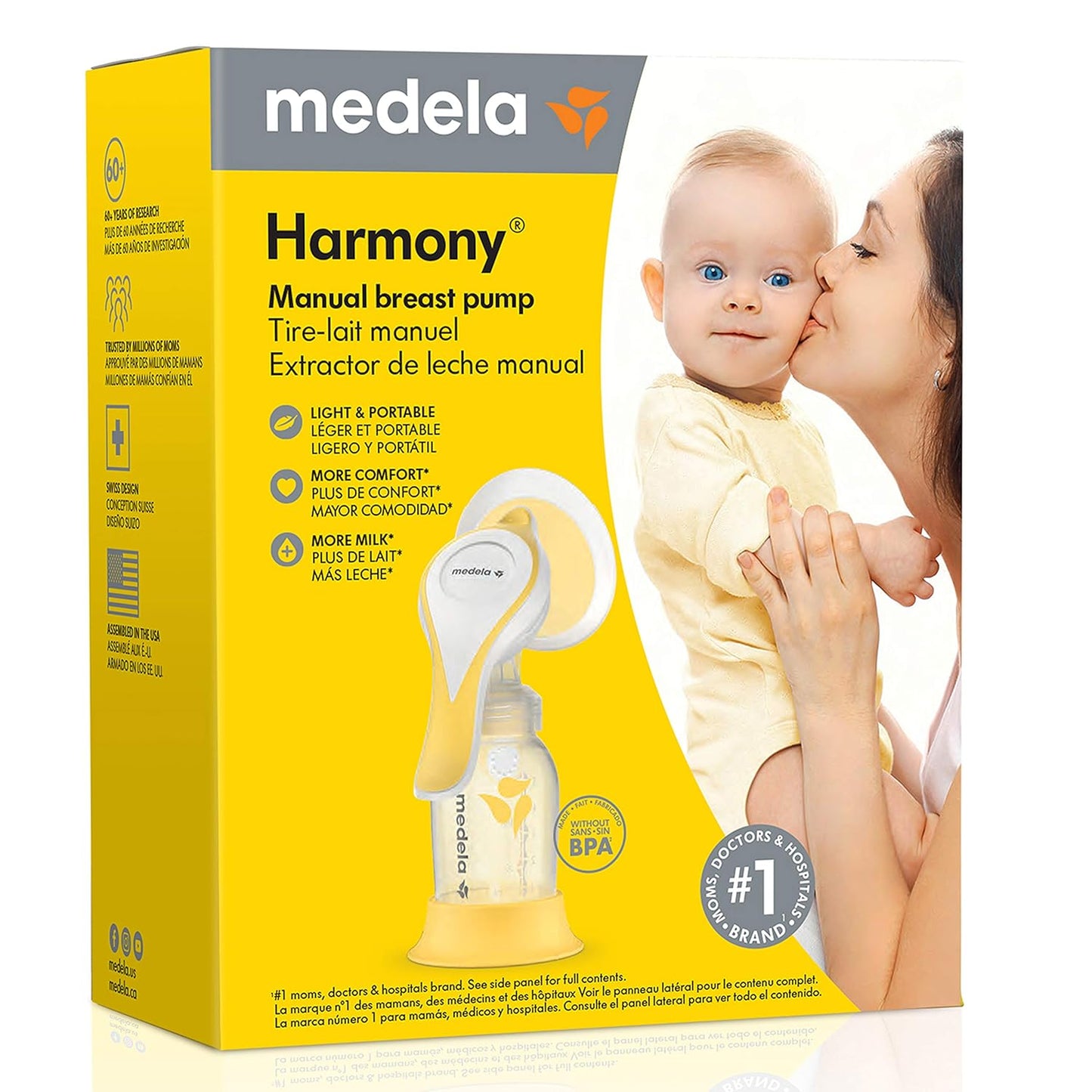 Manual Breast Pump with Flex Shields Harmony Single Hand for More Comfort and Expressing More Milk