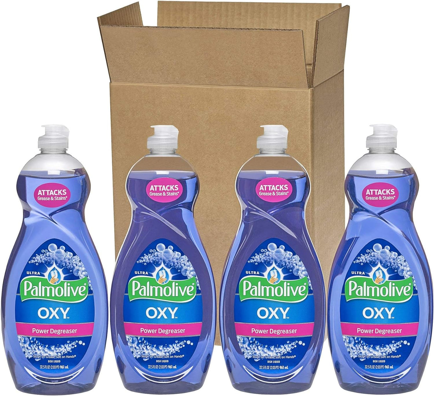 Ultra Dishwashing Liquid Dish Soap, Oxy Power Degreaser - 32.5 Fl Oz (Pack of 4)