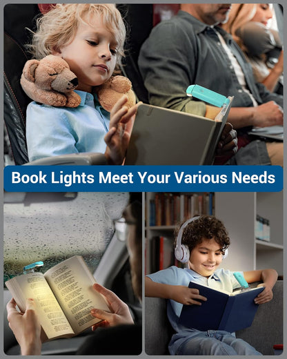 USB Rechargeable Book Light for Reading in Bed, LED Book Reading Lights with Clip, Perfect for Bookworms, Kids, Warm White, Brightness Adjustable (Blue)