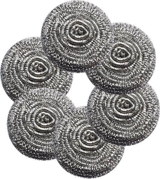 6Pcs Steel Wool Scrubbers - Flexible Scrubber Pads for Cleaning Dishes, Pots, Pans, Grills and Sinks