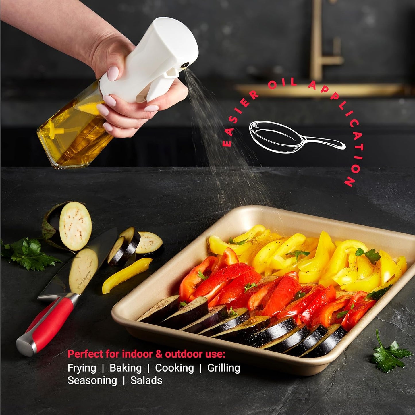 Olive Oil Sprayer for Cooking - Glass 200Ml Olive Oil Spray Bottle for Oil Portion Control - Kitchen Accessories Gadgets Oil Mister Spray Bottle for Cooking Baking & Salads