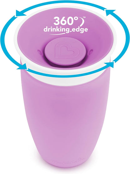 ® Miracle® 360 Toddler Sippy Cup, Spill Proof, 10 Ounce, 2 Pack, Pink/Purple