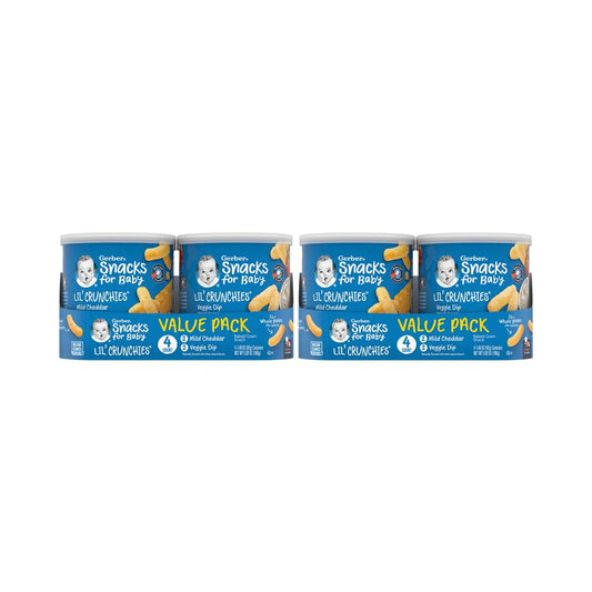 Snacks for Baby Value Pack, Lil Crunchies, Mild Cheddar & Veggie Dip, 1.48 Ounce (Pack of 8)