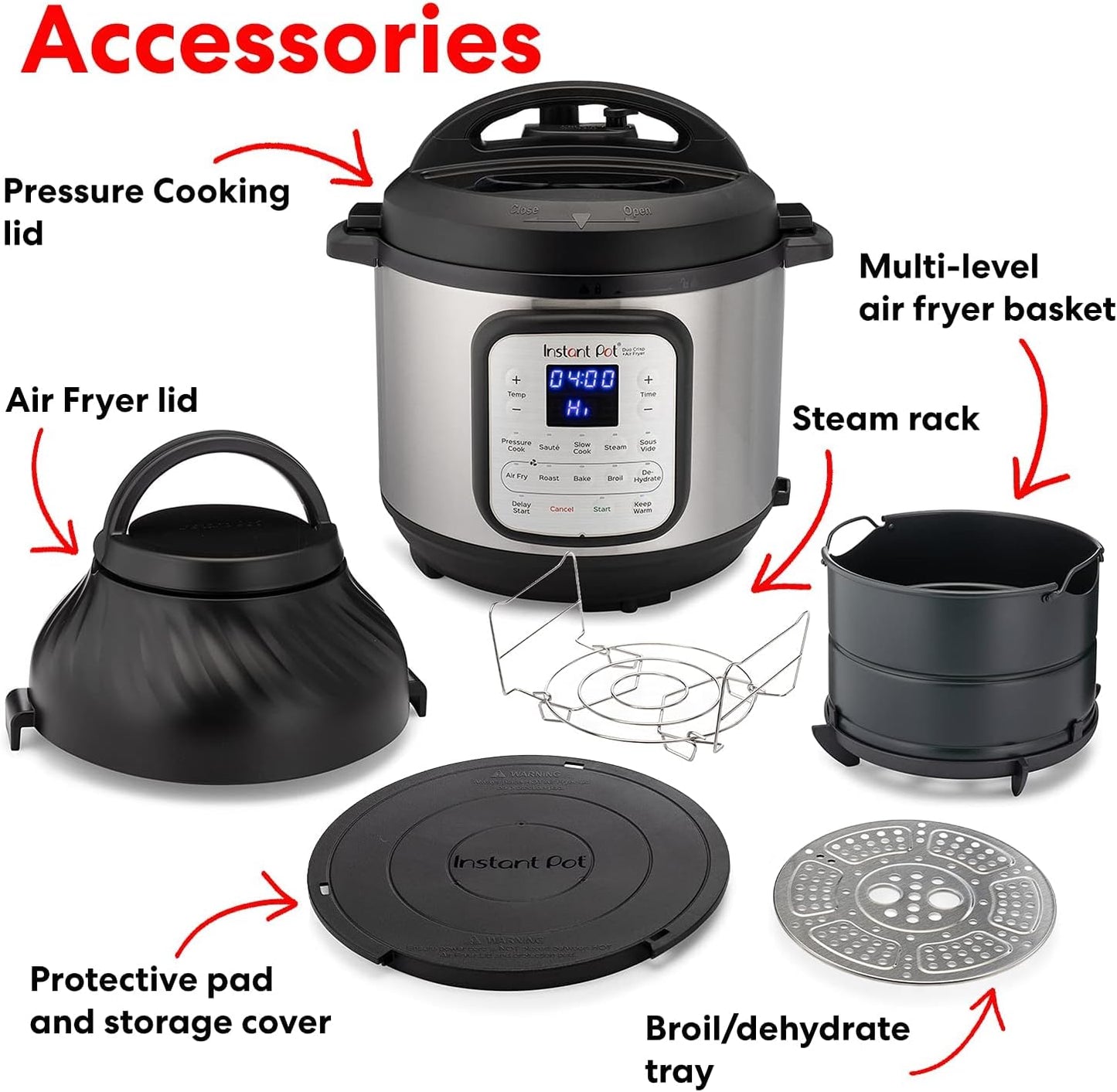 Pot Duo Crisp 11-In-1 Air Fryer and Electric Pressure Cooker Combo with Multicooker Lids That Air Fries, Steams, Slow Cooks, Sautés, Dehydrates, & More, Free App with over 800 Recipes, 6 Quart